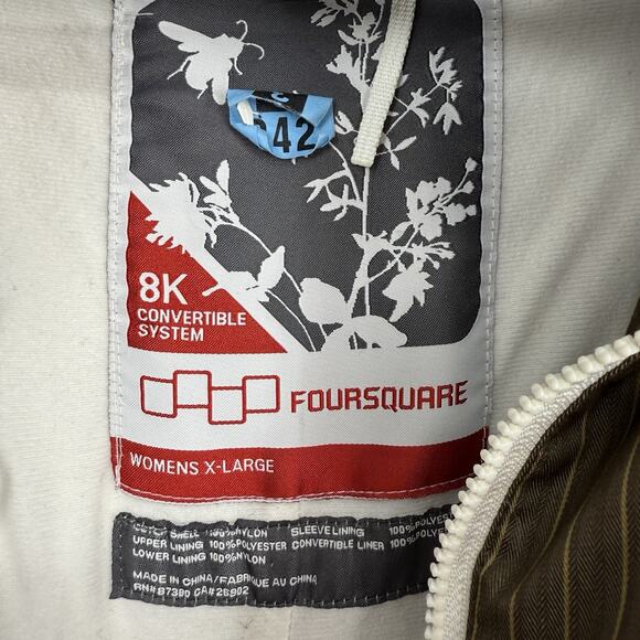 Foursquare Women's XL Brown Ski Snowboard Jacket Striped 8K Convertible Hood - Picture 6 of 10